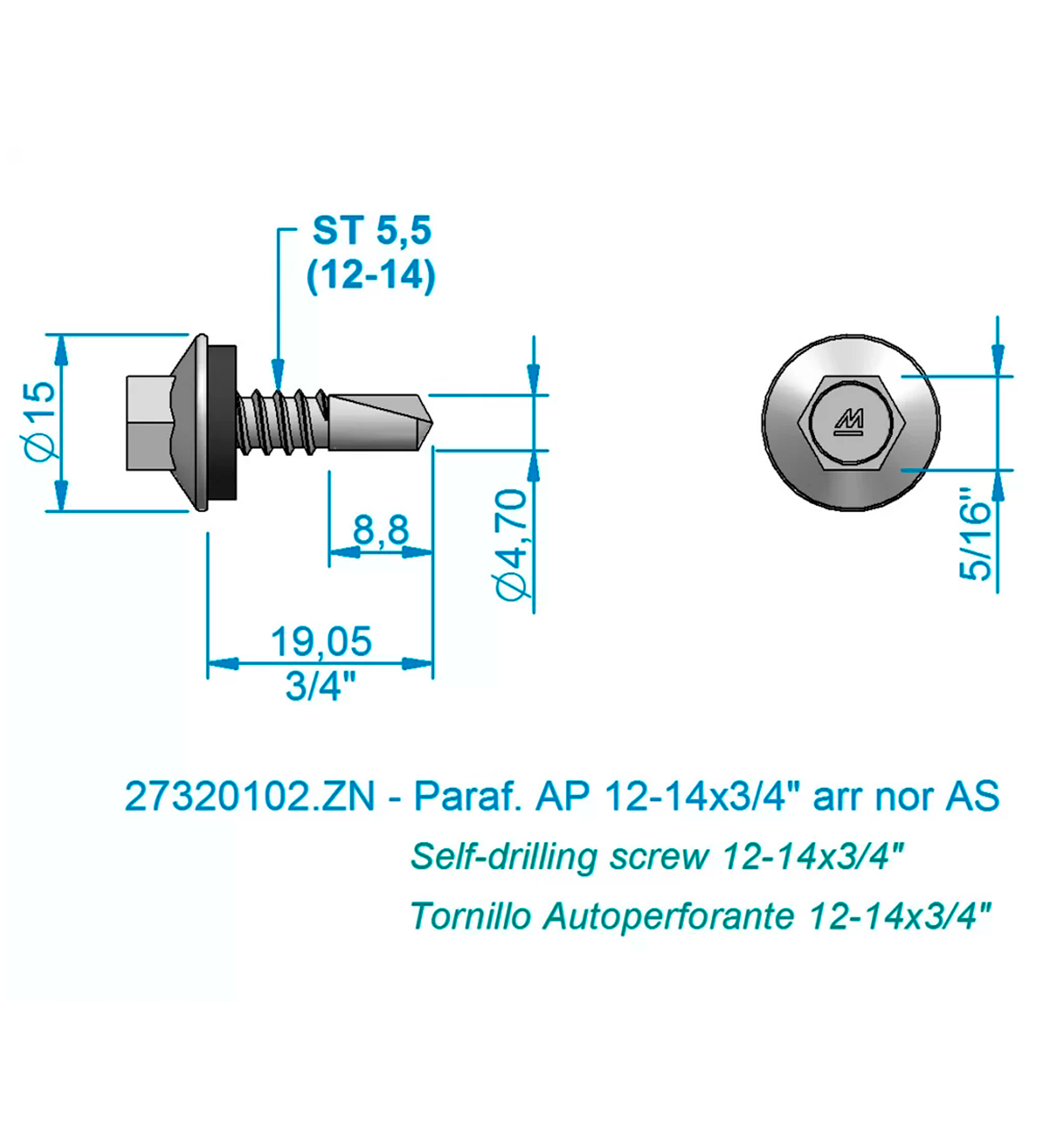 Parafuso Autoperfurante 12-14×3/4?